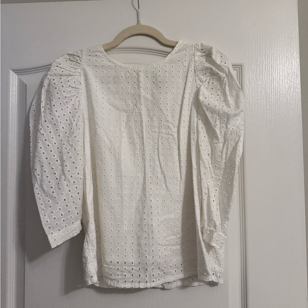 Elegant White Eyelet Women's Top
